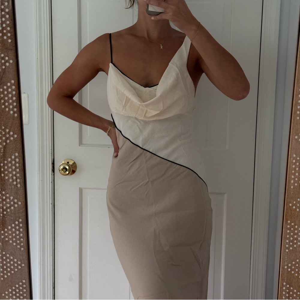Zara Linen Midi Dress- Size M - Picture 3 of 7